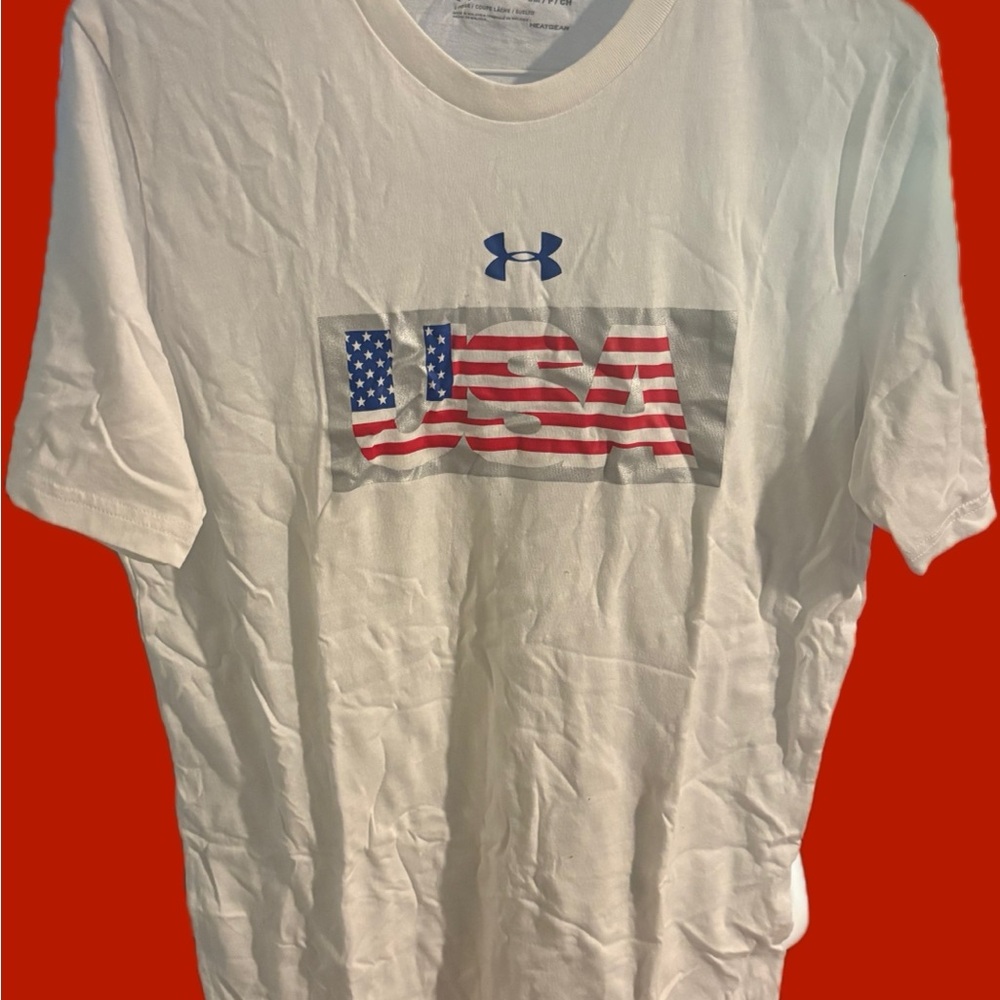 Under Armour Men's White USA Flag Tee